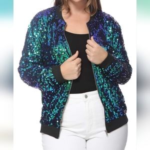 Sequined bomber jacket in XXL